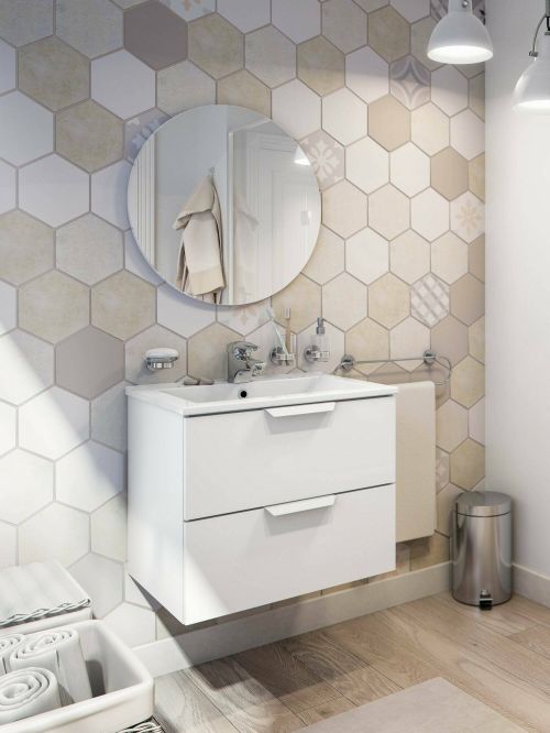 Mobile sottolavabo 2 cassetti 60x45x50h cm bianco lucido - Arzano
