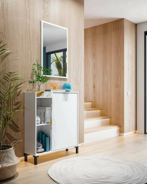 Mobile sottolavabo Venner, Mobiletto da bagno, Contenitore porta lavabo, Armadio per lavandino, 77x24 h91 cm, Bianco