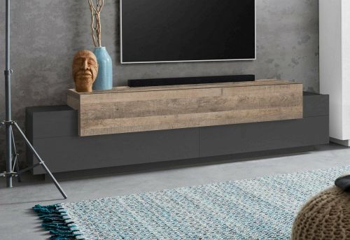 Mobile TV antracite e acero 200x45x52h cm 3 ante - Arold