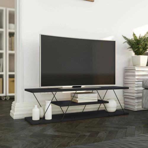 Mobile TV antracite e grigio 120x30x33h cm in legno - Desdemona
