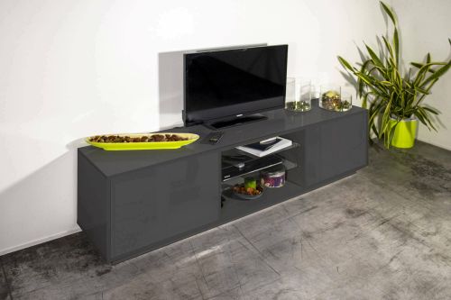 Mobile TV antracite lucido 180x41x46h cm 2 ante - Lola