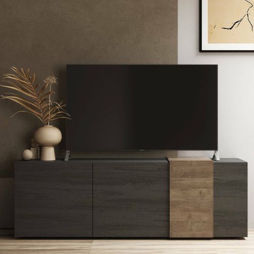 Mobile TV ardesia e noce 181x44x59h cm 3 ante - Sidr