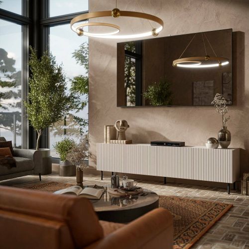 Mobile TV beige 200x42x52h cm 4 ante - Priocca