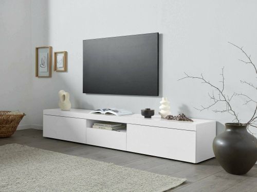 Mobile TV bianco 220x40x35h cm 3 ante - Annett
