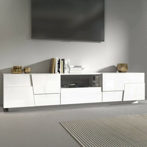 Mobile TV bianco 220x44x46h cm 4 ante e 1 cassetto - Maestrale