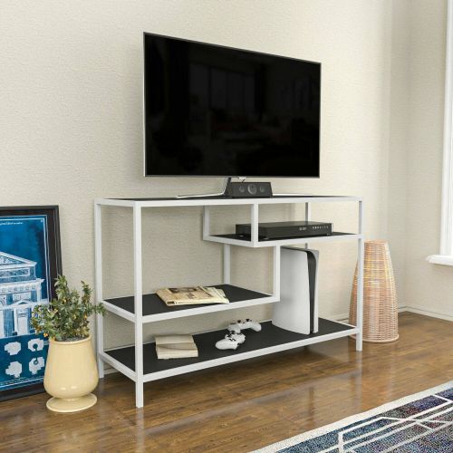 Mobile TV bianco e antracite 120x39x75h cm in legno - Ivette