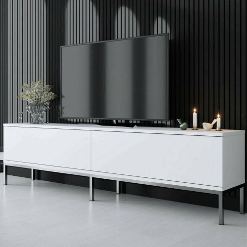 Mobile TV bianco e argento 180x30x47h cm modulabile - Espero