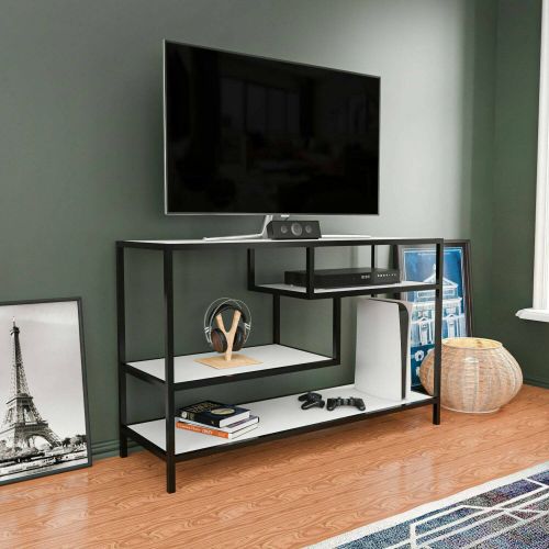 Mobile TV bianco e nero 120x39x75h cm in legno - Ivette