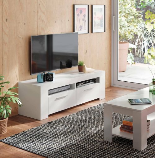 Mobile TV bianco lucido 120x42x40h cm 2 ante - Sparaxis
