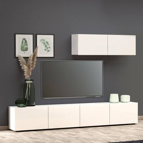 Mobile TV bianco lucido 225x38x39h cm 6 ante - Vongfong