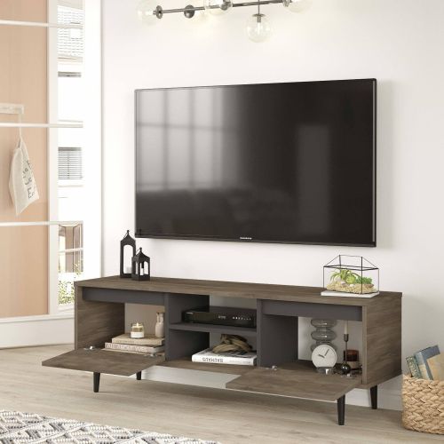 Mobile TV marrone e antracite 140x35x48h cm 2 ante - Toscana