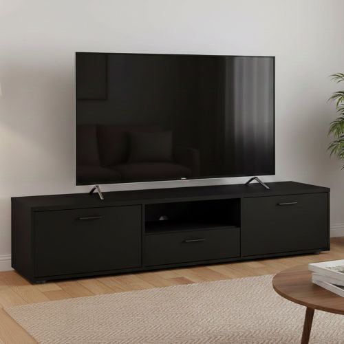 Mobile TV nero 177x39x38h cm 2 ante e 1 cassetto - Giaele