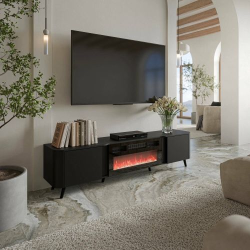 Mobile TV nero 190x40x58h cm 2 ante - Vicino
