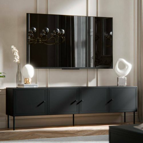 Mobile TV nero 201x40x60h cm 4 ante - Piode