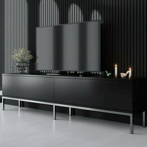 Mobile TV nero e argento 180x30x47h cm modulabile - Espero