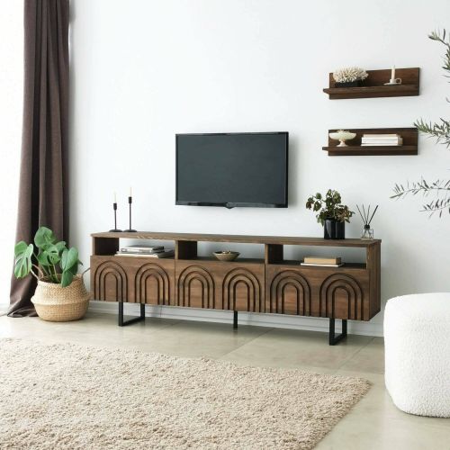 Mobile TV noce 170x30x40h cm 3 ante in legno - Barbania