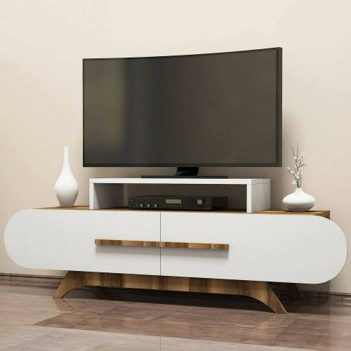 Mobile TV noce e bianco 145x36x49h cm 2 ante - Baghdad