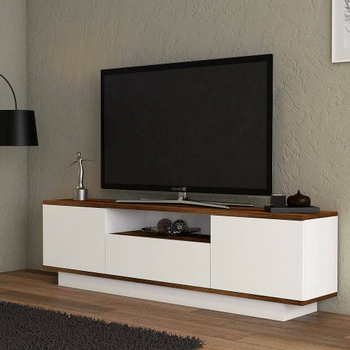 Mobile TV noce e bianco 160x30x45h cm 3 ante - Fortunata