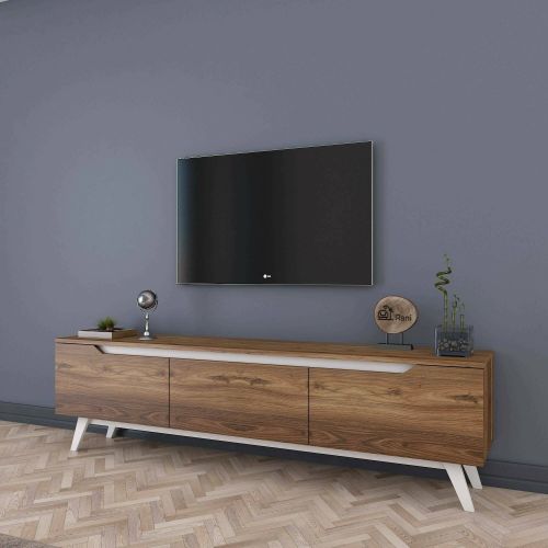 Mobile TV noce e bianco 180x35x48h cm 3 ante - Apatite
