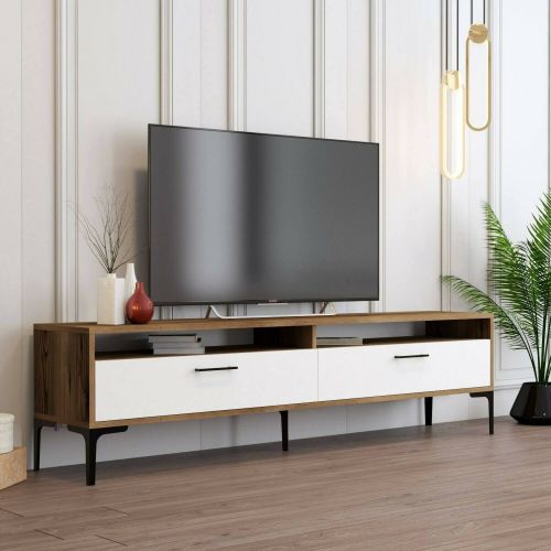 Mobile TV noce e bianco 47x35x180h cm modulabile - Angiari