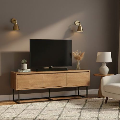 Mobile TV noce e nero 140x40x50h cm 2 ante e 3 cassetti - Iginia