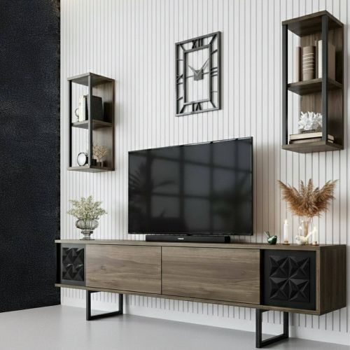 Mobile TV noce e nero 180x30x48h cm modulabile - Axa
