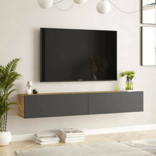 Mobile TV quercia e antracite 180x31x29h cm 2 ante - Pavone