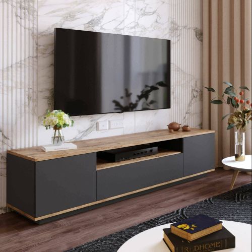 Mobile TV quercia e antracite 180x44x44h cm 2 ante - Asellina