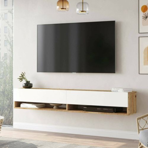 Mobile TV quercia e bianco 180x31x29h cm 2 ante - Compasso