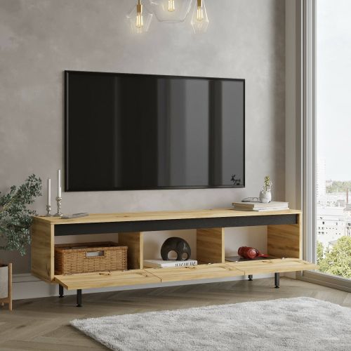 Mobile TV quercia e nero 160x35x45h cm 3 ante - Titli