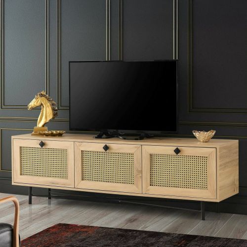 Mobile TV quercia e nero 180x40x60h cm 3 ante - Assemini