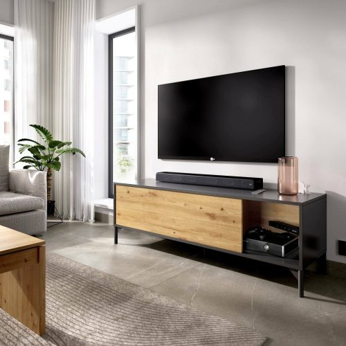 Mobile TV rovere nodi e antracite 132x38x44h cm modulabile - Porcia