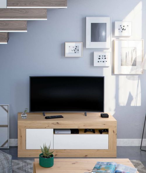 Mobile TV rovere nodi e bianco 139x42x53h cm 2 ante - Kunzite