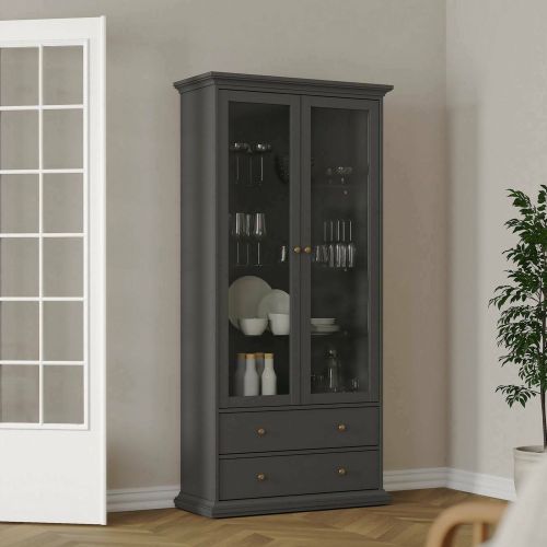 Mobile vetrina cucina classico 2 ante 96x41x200h cm grigio - Honore