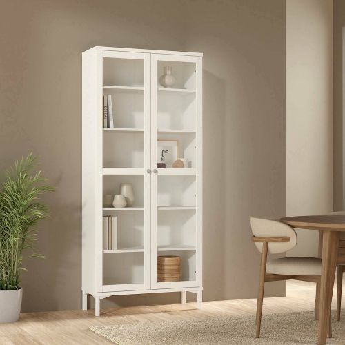 Mobile vetrina luminoso 2 ante 88x36x202h cm bianco - Wutip