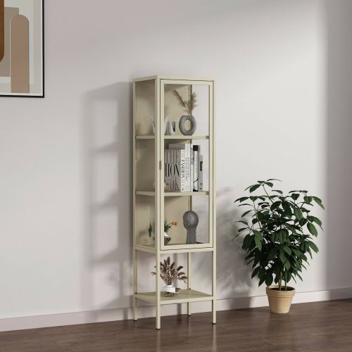 Mobile vetrina minimal in metallo 42x35x160h cm panna - Laces