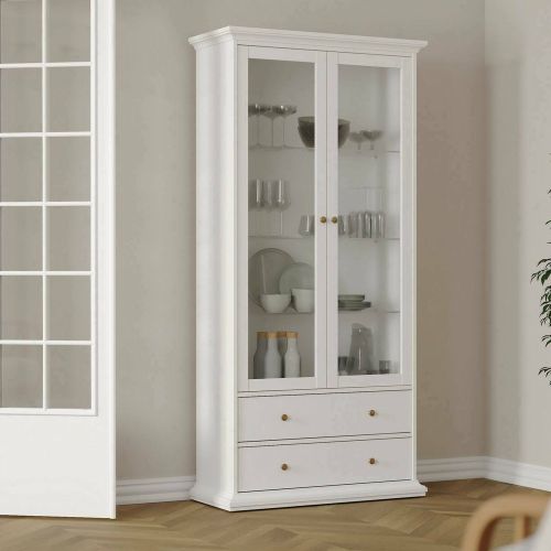 Mobile vetrina vintage 2 ante 96x41x200h cm bianco - Honore