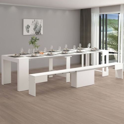 Panca allungabile bianca lucida 290x25x45h cm - Yutu