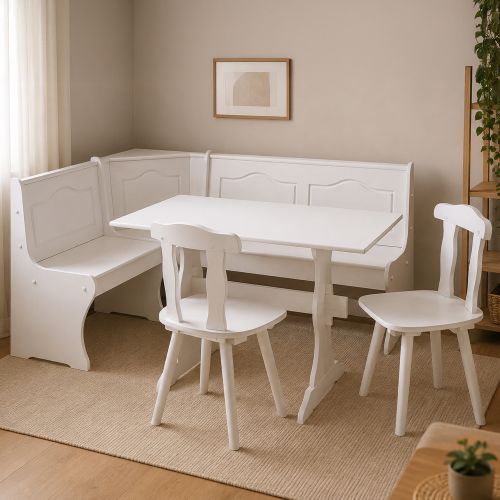 Panca Bianco Materiale Struttura in Legno Massello Altezza Seduta 45 cm 172x50x86h cm, Colore Seduta Bianco - Dstockto