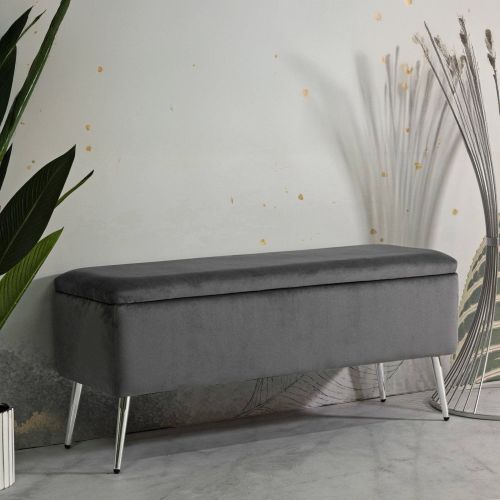 Panca elegante grigia e argento 112x42x50h cm - Aiano