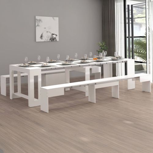 Panca estensibile bianca lucida 290x25x45h cm - Quedan
