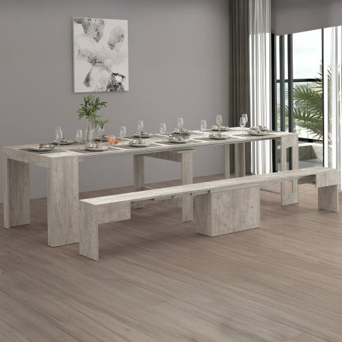 Panca estensibile cemento 290x25x45h cm - Yutu