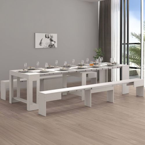 Panca estensibile da pranzo bianca lucida 290x25x45h cm - Quedan