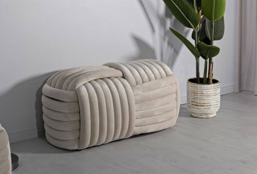 Panca Marokopa, Panchina multiuso, Seduta per ospiti, Cassapanca multifunzione, 90x45 h45 cm, Crema
