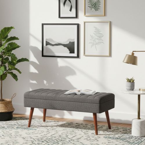 Panca Marrone Noce Nero Antracite Peso Supportato 130 kg Colore Struttura Nero 105x40x49h cm, Altezza Seduta 40 cm - Falcon