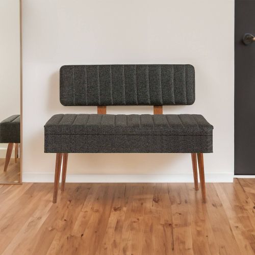 Panca Marrone Noce Nero Antracite Peso Supportato 150 kg Colore Struttura Nero 105x40x85h cm, Altezza Seduta 40 cm - Barthelemy