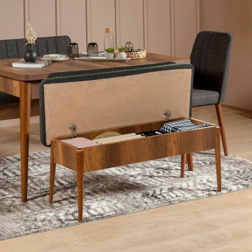 Panca Mirphak, Panchina multiuso, Seduta per ospiti, Cassapanca multifunzione, 110x40h85 cm, Noce e Antracite