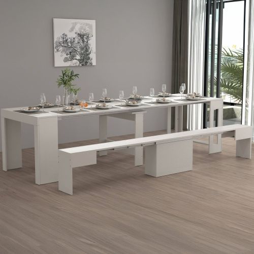 Panca moderna estensibile bianca 290x25x45h cm - Yutu