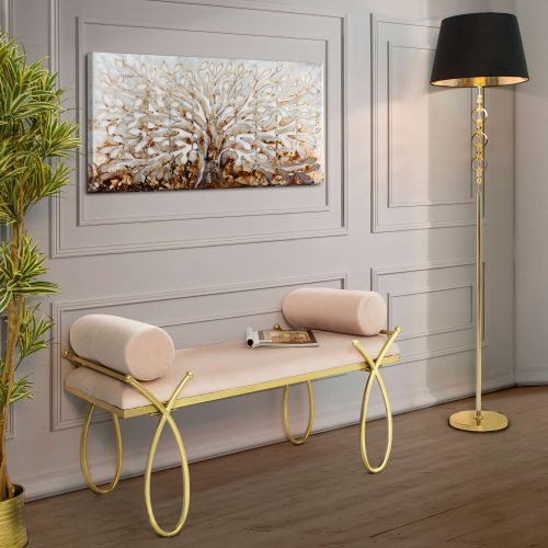 Panca oro Rosa con 2 Cuscini Materiale Struttura in Tessuto 113x49x53h cm, Colore Seduta Rosa - Ennist