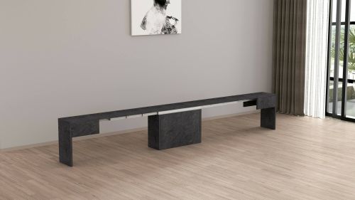 Panca Ubertino, Seduta per tavolo da pranzo, Panca singola allungabile, 290x25h45 cm, Ardesia